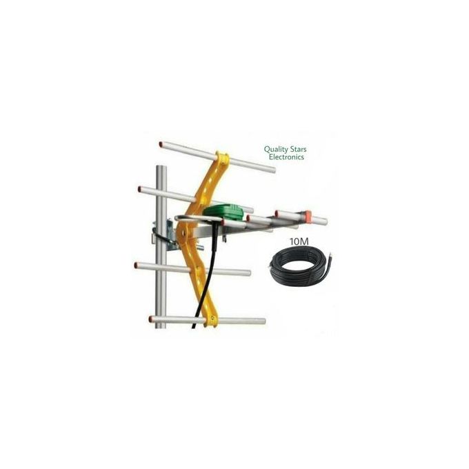 Shop Digital Outdoor TV Antenna + 10 Meter Cable Wire - Silver | Jumia  Uganda