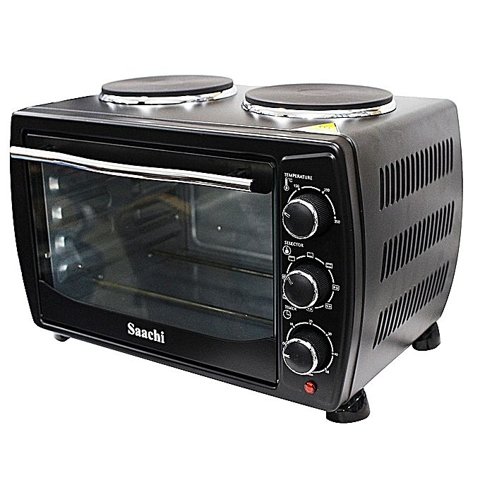 Shop Electric Oven 18 Litres with 2 Hot Plates - Black ...