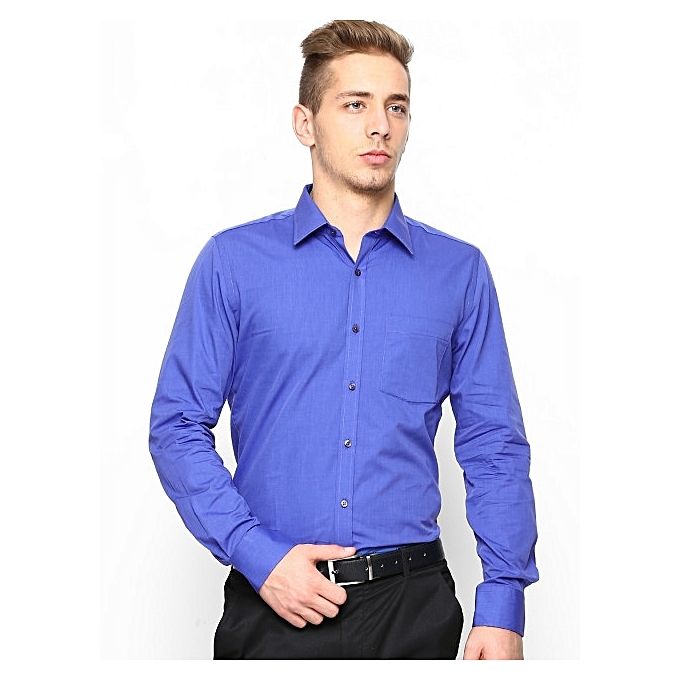 Shop Long Sleeved Men's Designer Cotton Shirt - Blue | Jumia Uganda