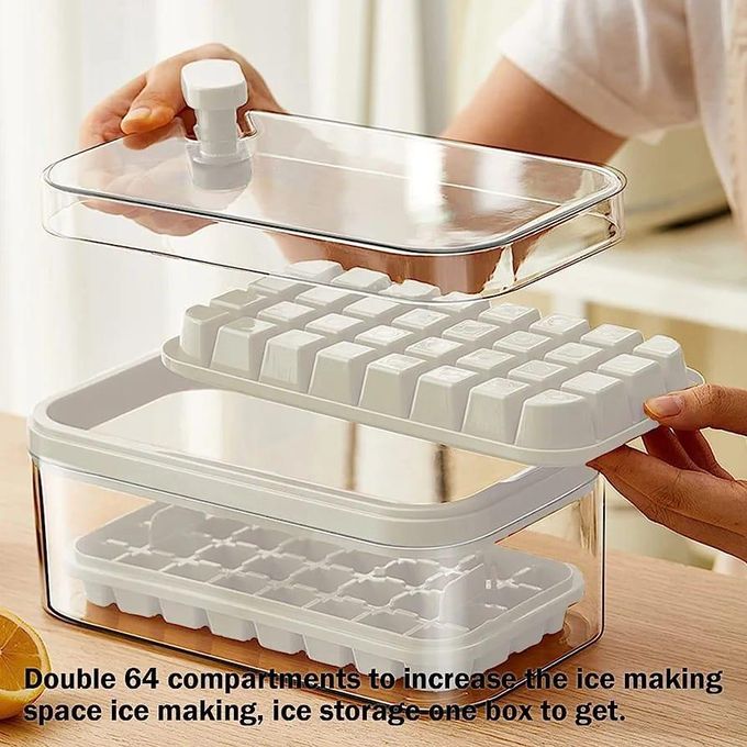 32/64grid Pressing Style Ice Mold Box Plastics Ice Cube Maker With