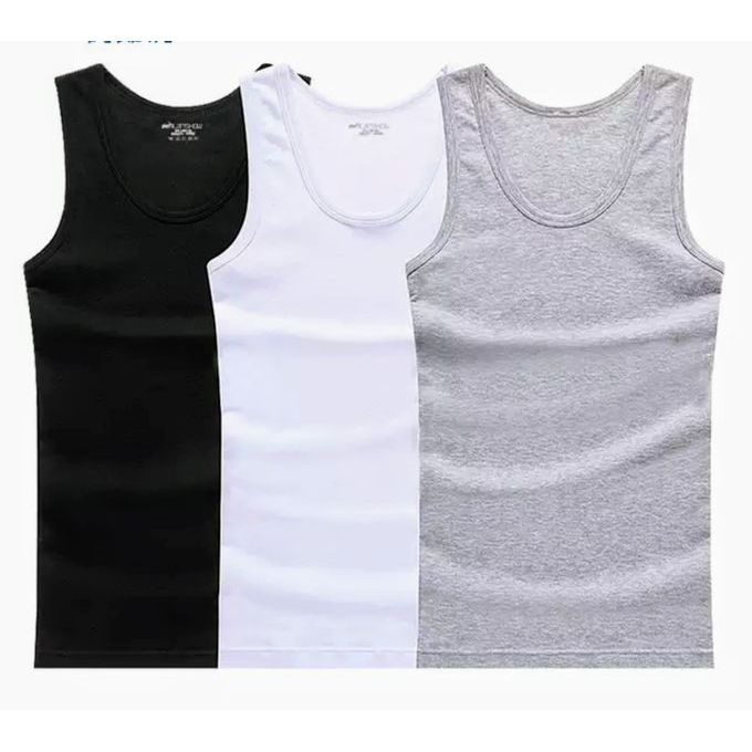 Shop 3 Pc Men's Cotton Vests - Black,Grey,White. | Jumia Uganda