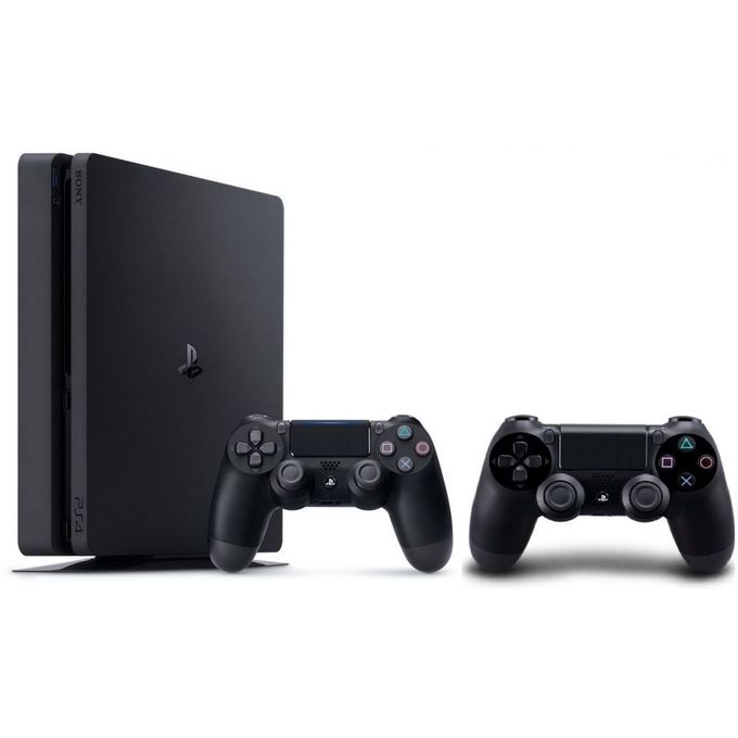 Sony Playstation 4 Slim 500gb With Two Dualshock 4 Wireless Controllers Black