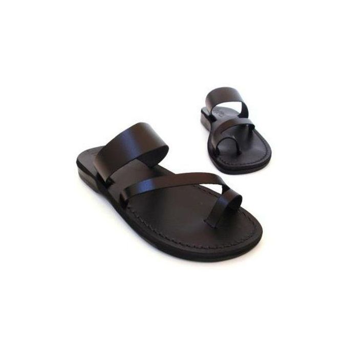 Shop Double Strip Men's Leather Sandals - Black | Jumia Uganda