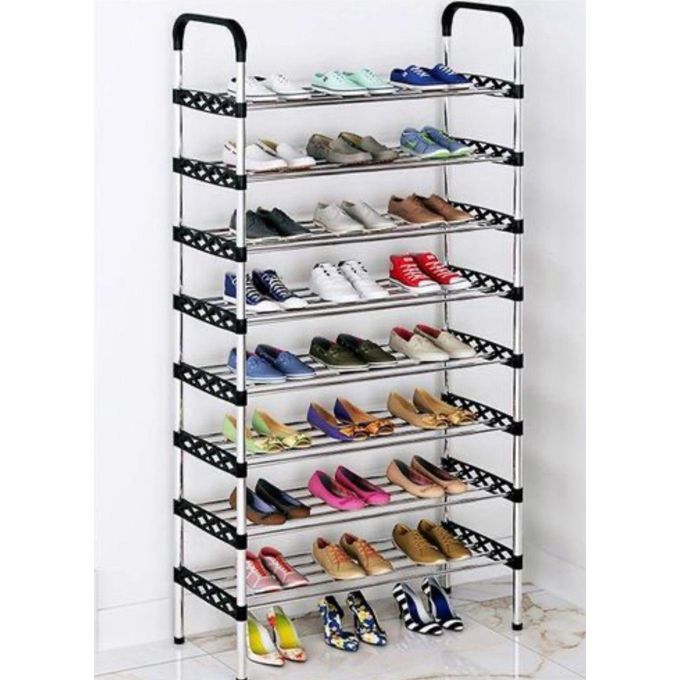 Shop 8 Layers Multi-Tier Stainless Steel Shoe Rack Stackable and ...