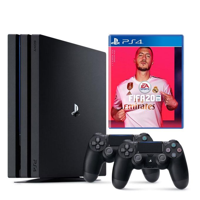 ps4 pro with 2 controllers and fifa 20