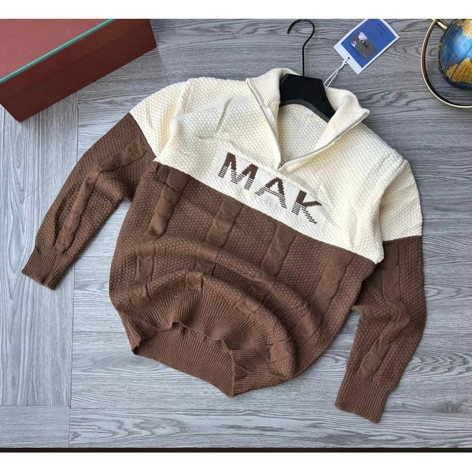 Shop Men's Half-Zip Color Block Knit Sweater – Brown &
