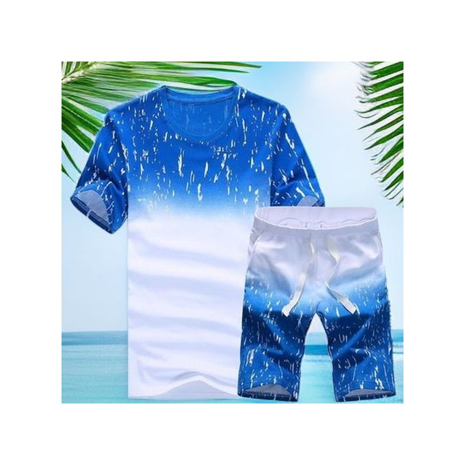 Shop 2 Piece Set Men's Short Sleeve T-Shirt & Shorts Set- Multicolour ...
