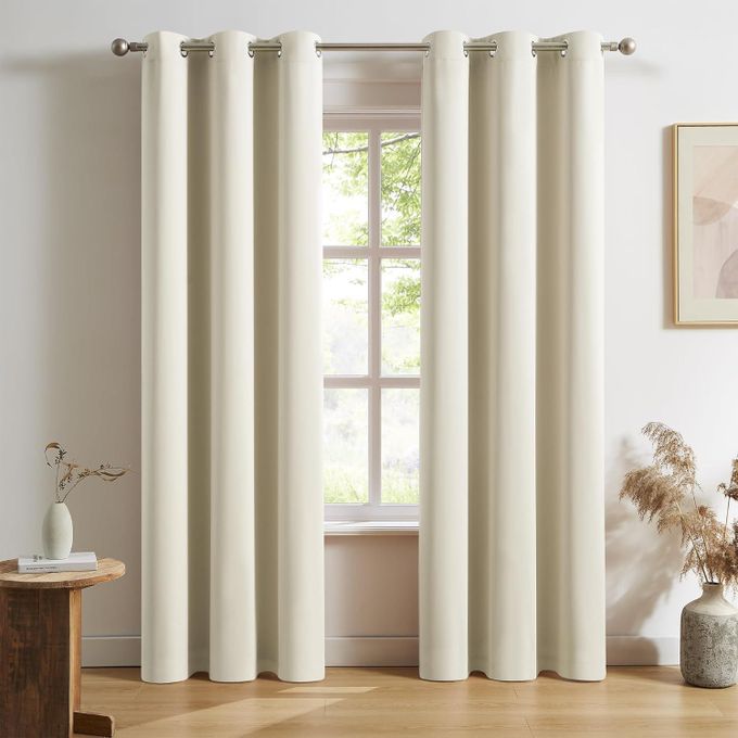 Shop Woven Curtain with Eyelets 140 x 260 cm -Cream