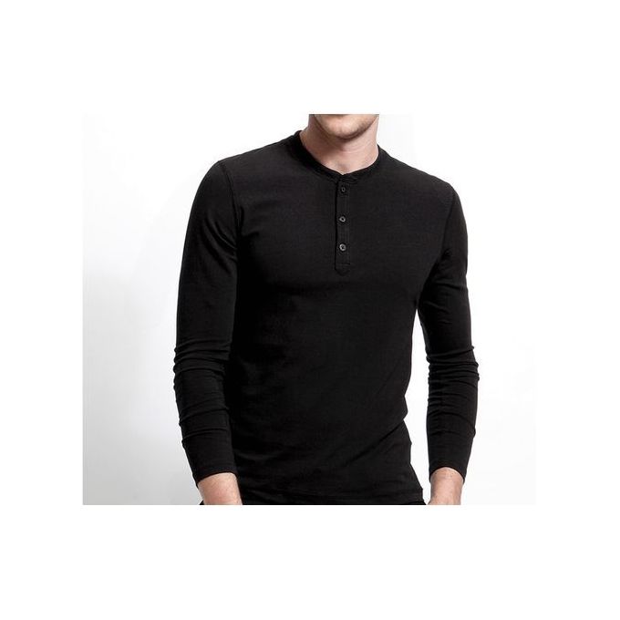 Shop Fashion Collarless Long Sleeve Men's T-shirt - Black | Jumia Uganda