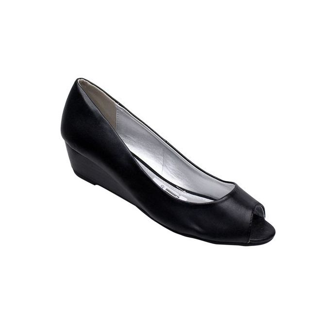 Shop Patent Leather Peep Toe Wedge Shoes - Black | Jumia Uganda