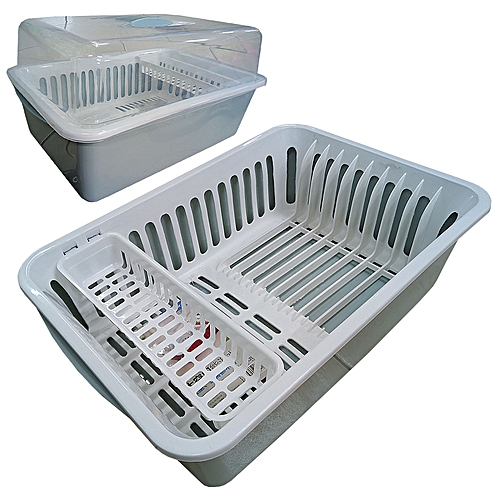 Buy New Kitchen Dish, Utensil Plastic Rack With Cover ...